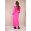 Neonově růžový dlouhý dámský kardigan se zavazováním v pase