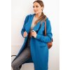 Modrý dámský zateplený kardigan s kapucí
