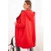 Červený dámský zateplený kardigan s kapucí