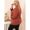 Cihlový dámský viskózový plus size blejzr s klasickým límcem