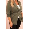 Khaki dámský viskózový plus size blejzr s klasickým límcem