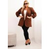 Hnědý dámský elegantní plus size blejzr
