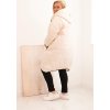 Smetanová dámská plus size prošívaná bunda s kapucí a manžetami