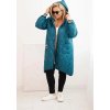 Smaragdová dámská plus size prošívaná bunda s kapucí a manžetami