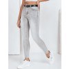 Světle šedé dámské úzké džíny s vysokým pasem