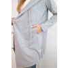 Šedý ležérní dámský asymetrický kardigan s kapucí a kapsami