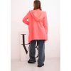 Neonově růžový ležérní dámský asymetrický kardigan s kapucí a kapsami