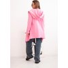 Růžový ležérní dámský asymetrický kardigan s kapucí a kapsami