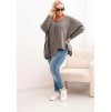 Grafitový dámský asymetrický plus size pletený svetr