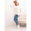 Smetanový dámský asymetrický plus size pletený svetr
