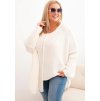 Smetanový dámský asymetrický plus size pletený svetr