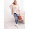 Světle béžový dámský asymetrický plus size pletený svetr