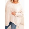 Světle béžový dámský asymetrický plus size pletený svetr