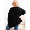 Černý dámský asymetrický plus size pletený svetr