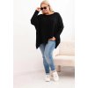 Černý dámský asymetrický plus size pletený svetr