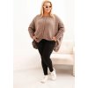 Světle hnědý dámský asymetrický plus size pletený svetr