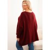 Vínový dámský asymetrický plus size pletený svetr