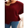 Vínový dámský asymetrický plus size pletený svetr