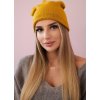 Hořčicová dámská čepice s jemným leskem (Velikost ONE SIZE)