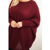 Vínový dámský pletený plus size svetr s příměsí mohéru