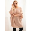 Pudrově růžový dámský pletený plus size svetr s příměsí mohéru