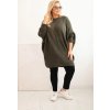 Khaki dámský pletený plus size svetr s příměsí mohéru
