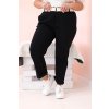 Černé dámské bavlněné plus size kalhoty s páskem
