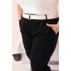 Černé dámské bavlněné plus size kalhoty s páskem