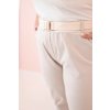Smetanové dámské bavlněné plus size kalhoty s páskem
