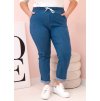 Modré dámské plus size džíny s elastickým pasem (Velikost XL)