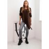 Asymetrický dámský tmavě hnědý plus size svetr s výstřihem do V