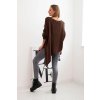 Asymetrický dámský tmavě hnědý plus size svetr s výstřihem do V