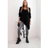 Asymetrický dámský černý plus size svetr s výstřihem do V