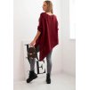Asymetrický dámský vínový plus size svetr s výstřihem do V