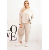 Smetanová dámská pohodlná plus size tepláková souprava s viskózou (Velikost ONE SIZE)