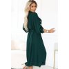 Tmavě zelené košilové midi šaty s vázáním v pase
