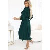 Tmavě zelené košilové midi šaty s vázáním v pase