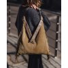 MARCO MAZZINI Béžová taupe semišová shopper kabelka s třásněmi