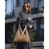 MARCO MAZZINI Béžová taupe semišová shopper kabelka s třásněmi