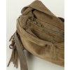 MARCO MAZZINI Béžová taupe semišová shopper kabelka s třásněmi