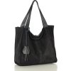 MARCO MAZZINI Černá semišová shopper kabelka