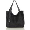 MARCO MAZZINI Černá semišová shopper kabelka