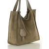 MARCO MAZZINI Béžová taupe semišová shopper kabelka
