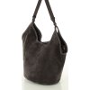 MARCO MAZZINI Tmavě hnědá kožená hobo kabelka
