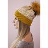 Hořčicová dámská čepice s flitry