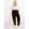 Černé dámské plus size kalhoty s elastickým pasem (Velikost 4XL)