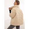 Béžová dámská prošívaná bunda se stojáčkem a elastickými manžetami