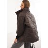Tmavě hnědá dámská prošívaná bunda se stojáčkem a elastickými manžetami