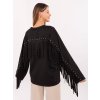 Černá dámská viskózová mikina s třásněmi