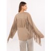 Béžová dámská viskózová mikina s třásněmi